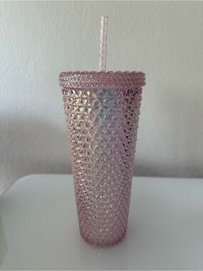 Mainstays 26 oz Tumbler textured pink iridescent, new with tag.